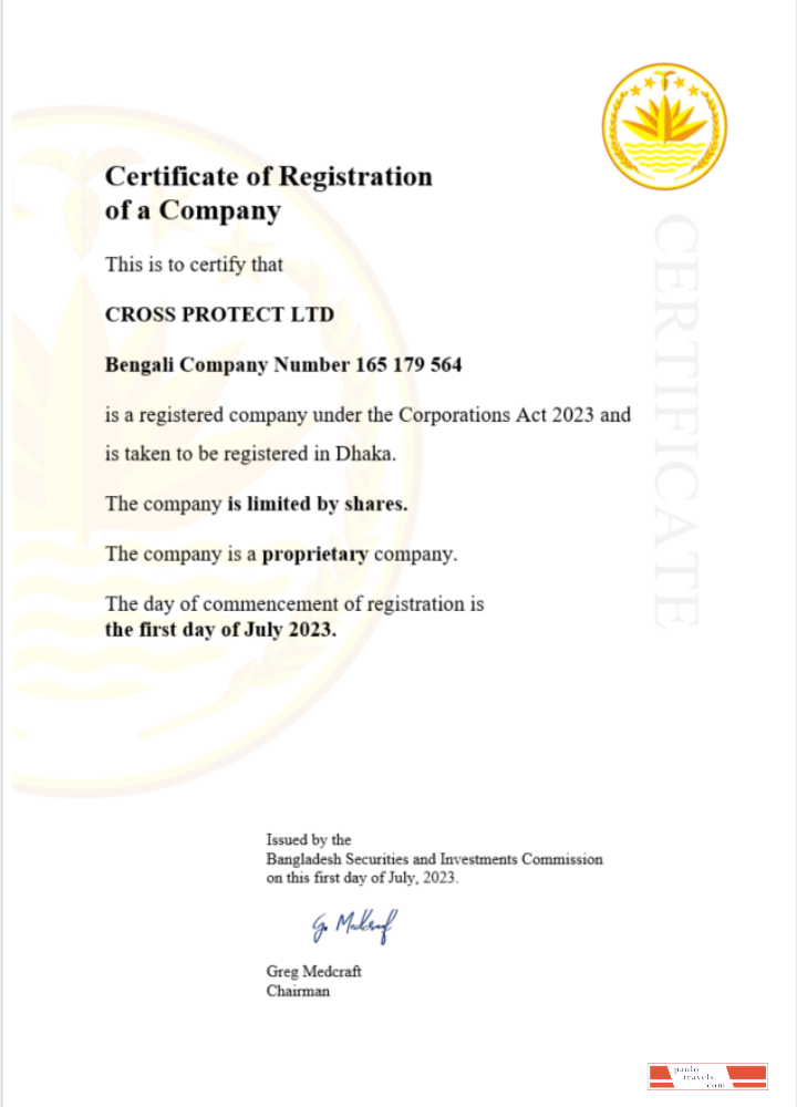 Bangladesh certificate of registration Word and PDF template